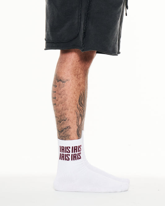 LOGO SOCKS QUAD (WHITE/BURGUNDY)